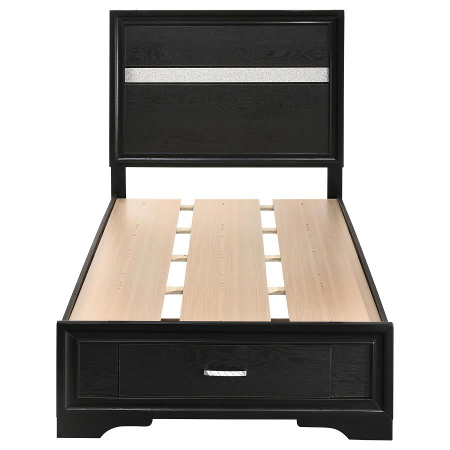 Miranda 51-inch Wood Twin Storage Panel Bed Black-zoom-4