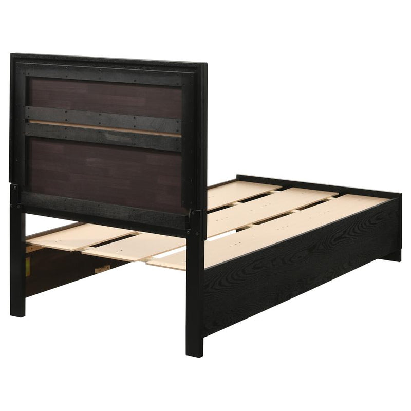 Miranda 51-inch Wood Twin Storage Panel Bed Black-zoom-