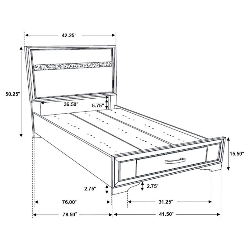 Miranda 51-inch Wood Twin Storage Panel Bed Black-zoom-