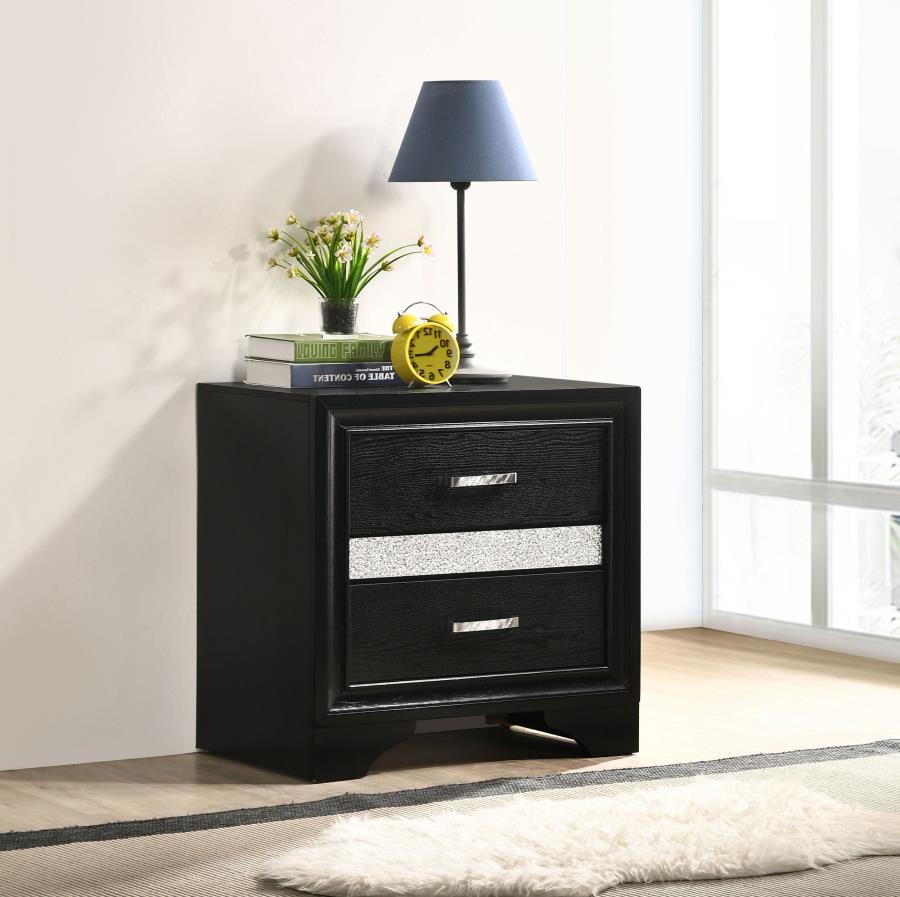 Miranda 3-drawer Nightstand Bedside Table Black-zoom-2