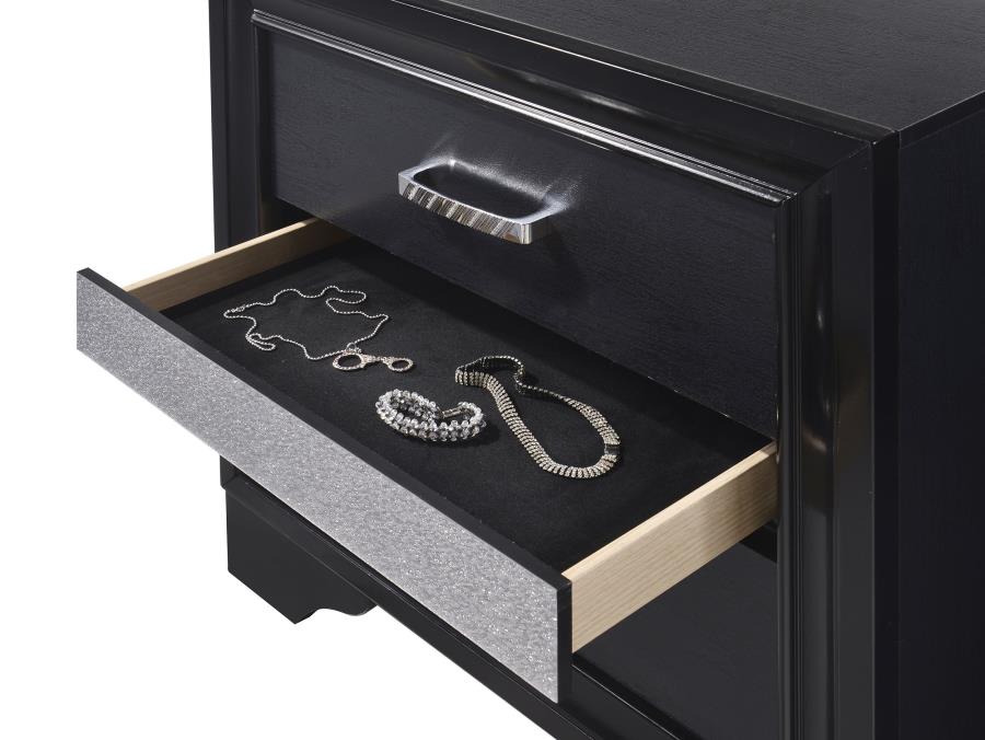 Miranda 3-drawer Nightstand Bedside Table Black-10