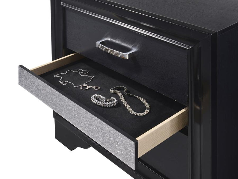 Miranda 3-drawer Nightstand Bedside Table Black-zoom-