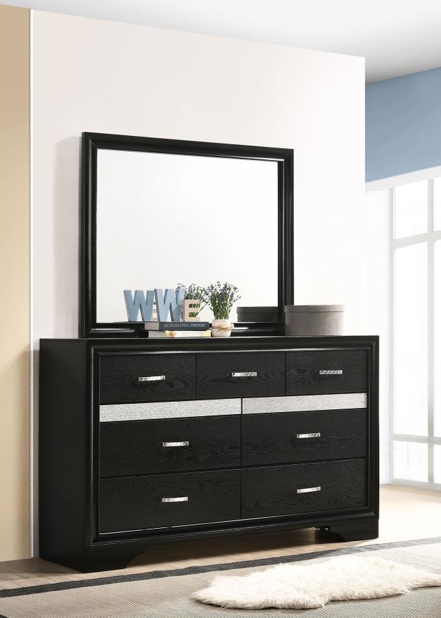 Miranda 7-drawer Dresser with Mirror Black-zoom-2