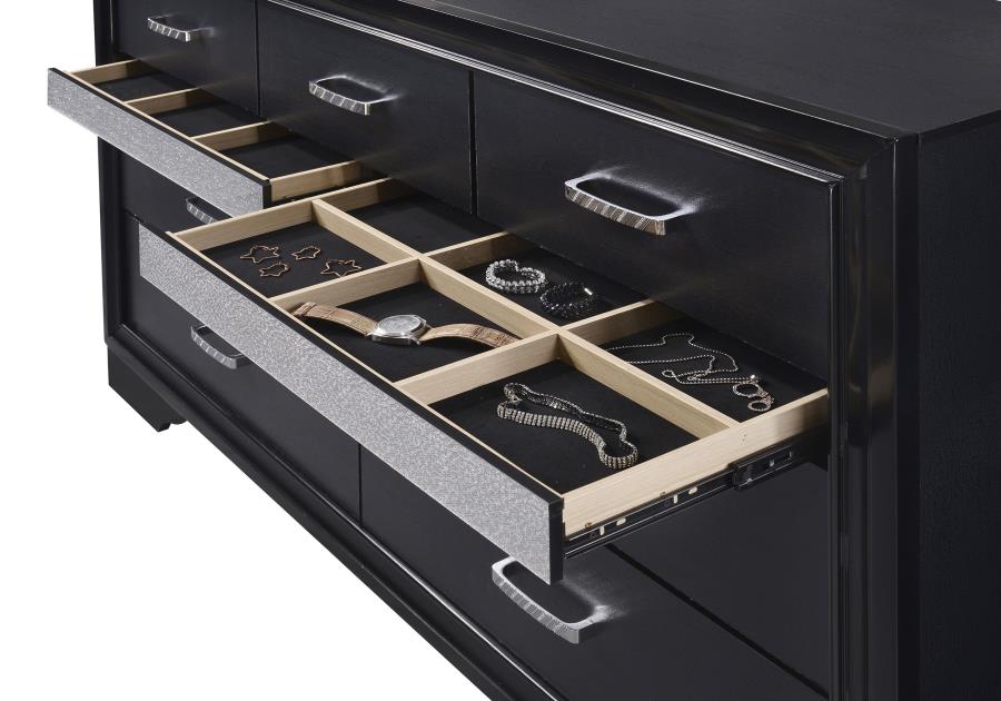 Miranda 7-drawer Dresser with Mirror Black-10