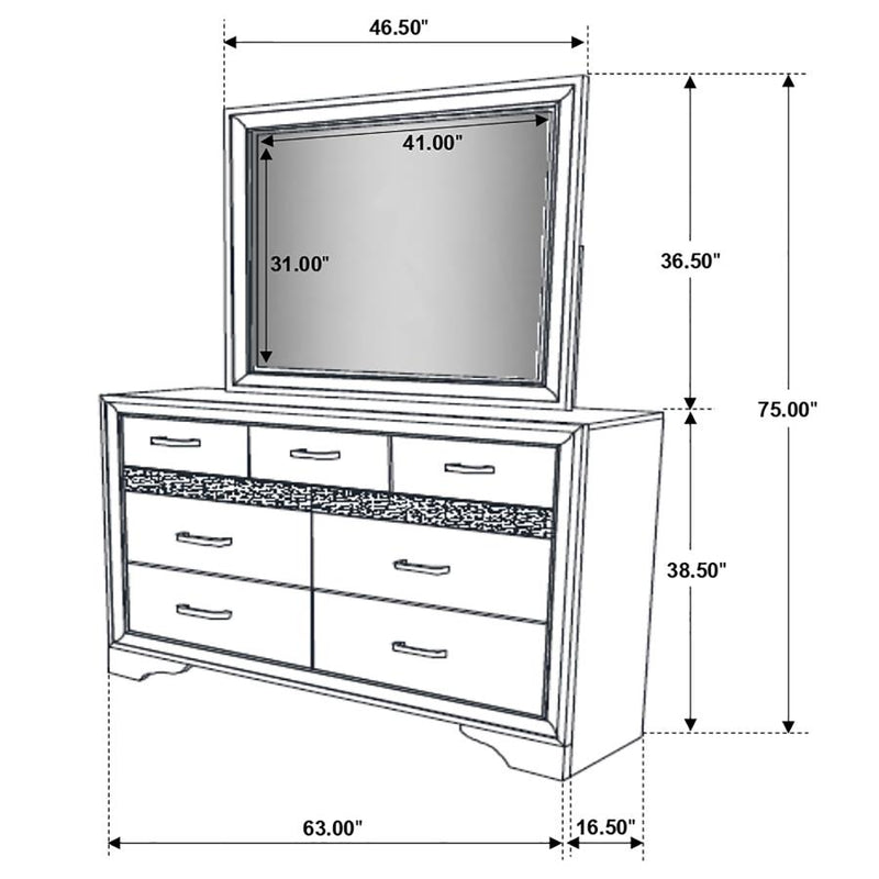 Miranda 7-drawer Dresser with Mirror Black-zoom-