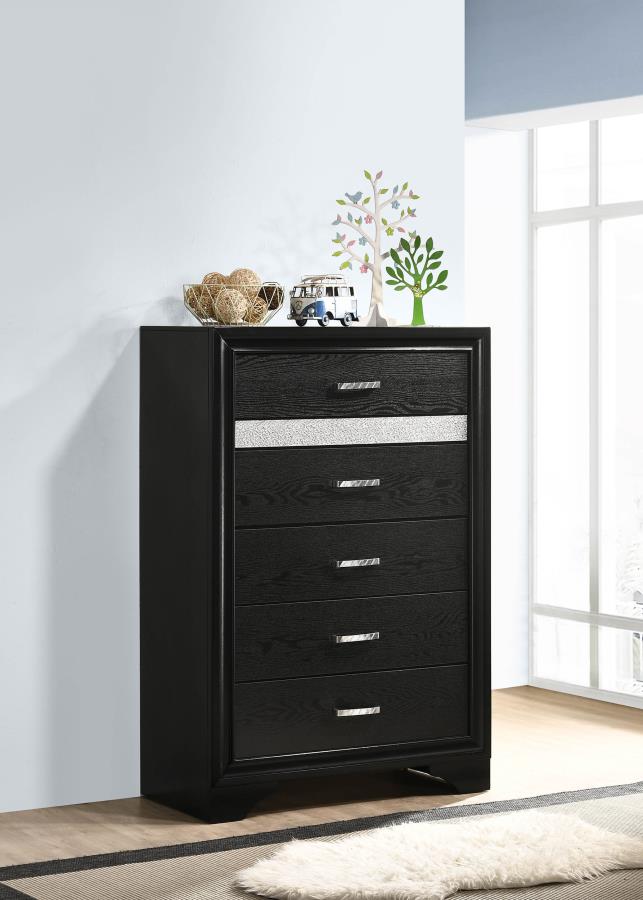 Miranda 6-drawer Bedroom Chest Black-zoom-2