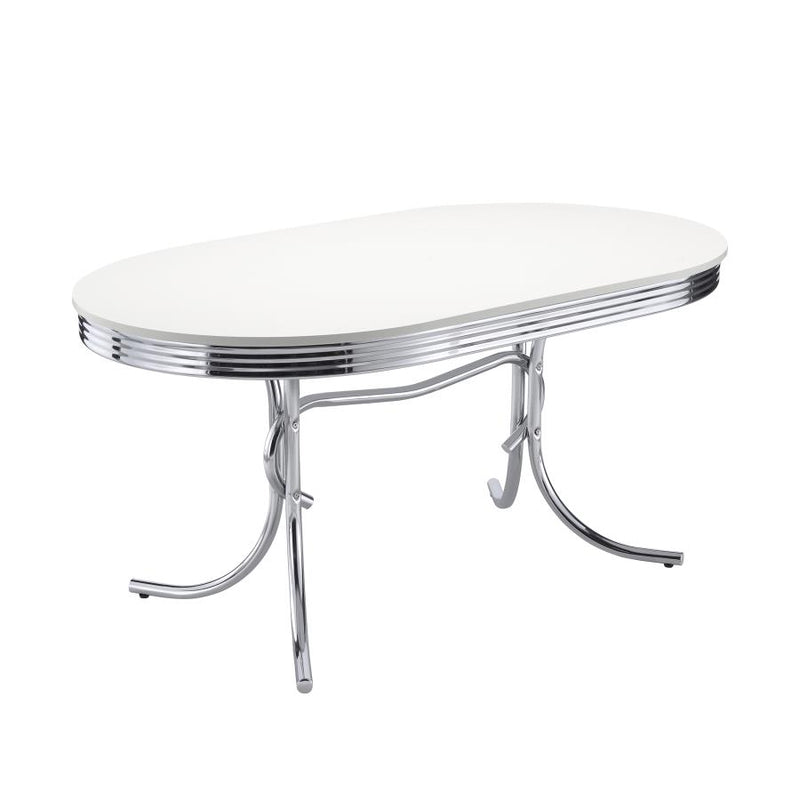 Retro Oval 60-inch Wood Top Dining Table White and Chrome-zoom-