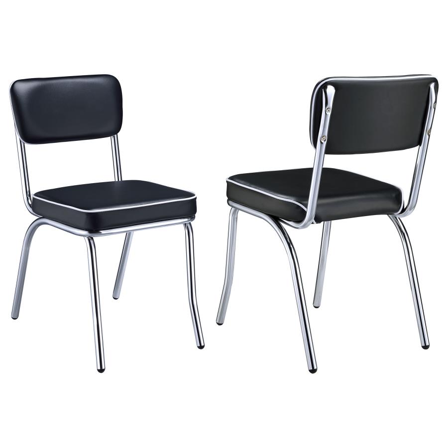 Retro Upholstered Dining Side Chair Black (Set of 2)-zoom-1