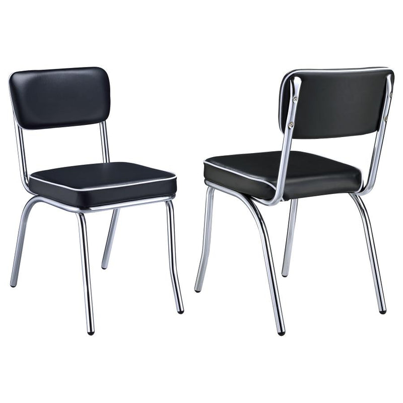 Retro Upholstered Dining Side Chair Black (Set of 2)-zoom-