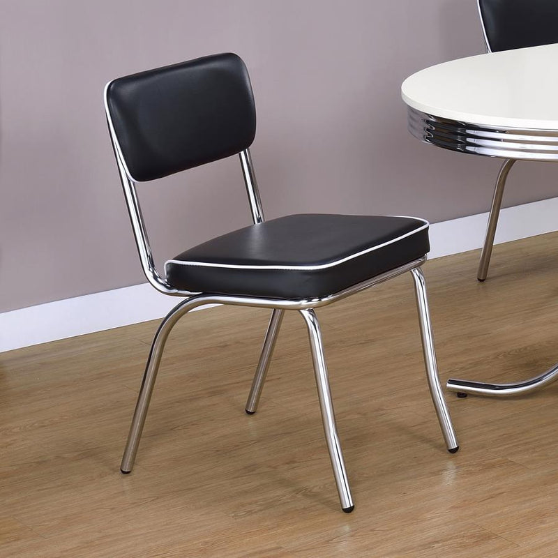 Retro Upholstered Dining Side Chair Black (Set of 2)-zoom-