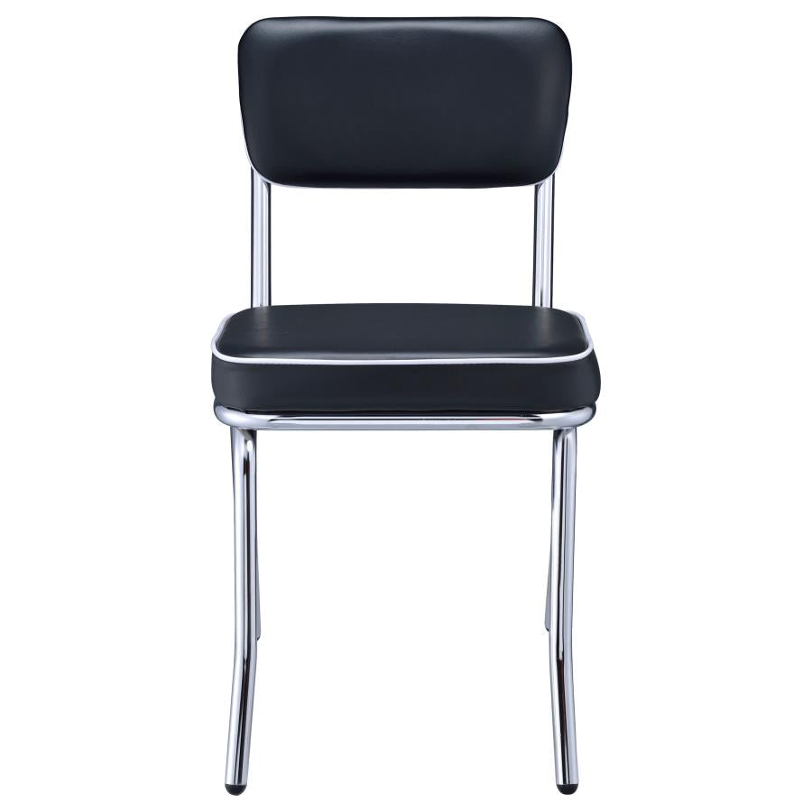 Retro Upholstered Dining Side Chair Black (Set of 2)-4