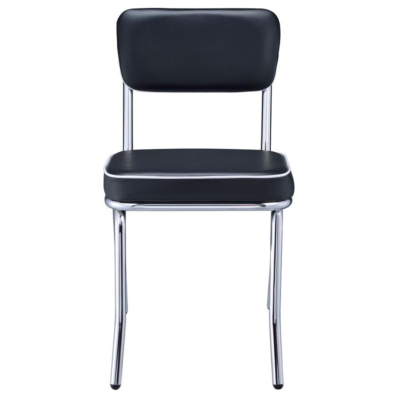 Retro Upholstered Dining Side Chair Black (Set of 2)-zoom-