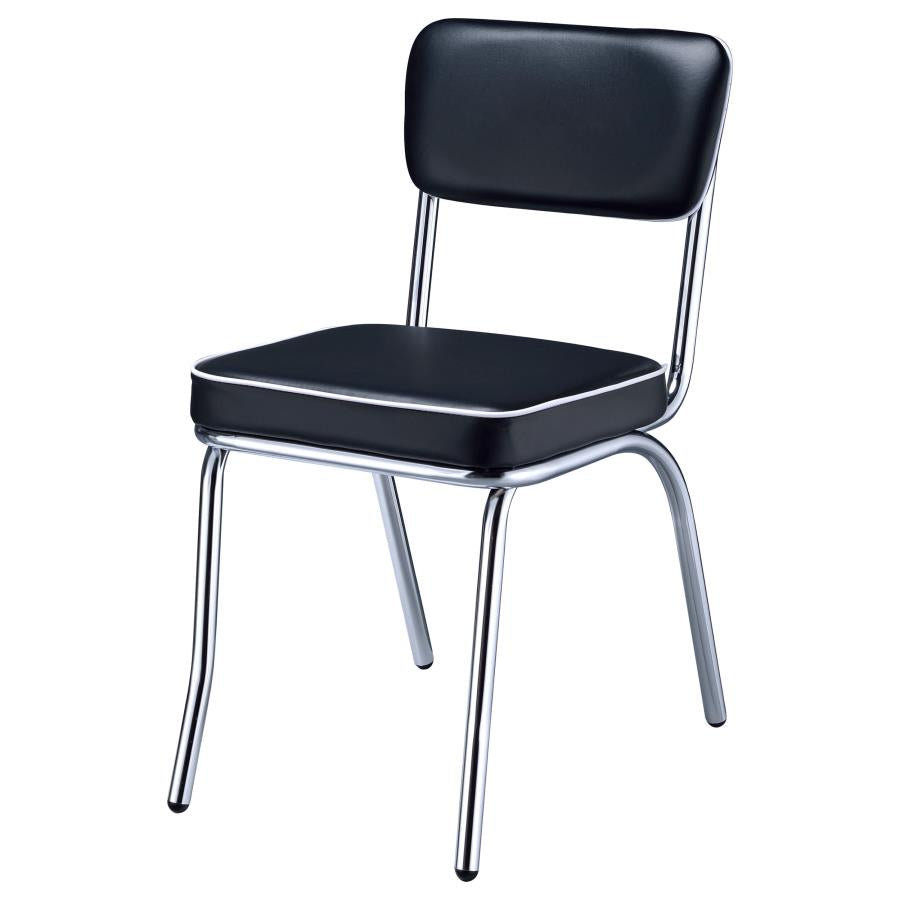 Retro Upholstered Dining Side Chair Black (Set of 2)-5