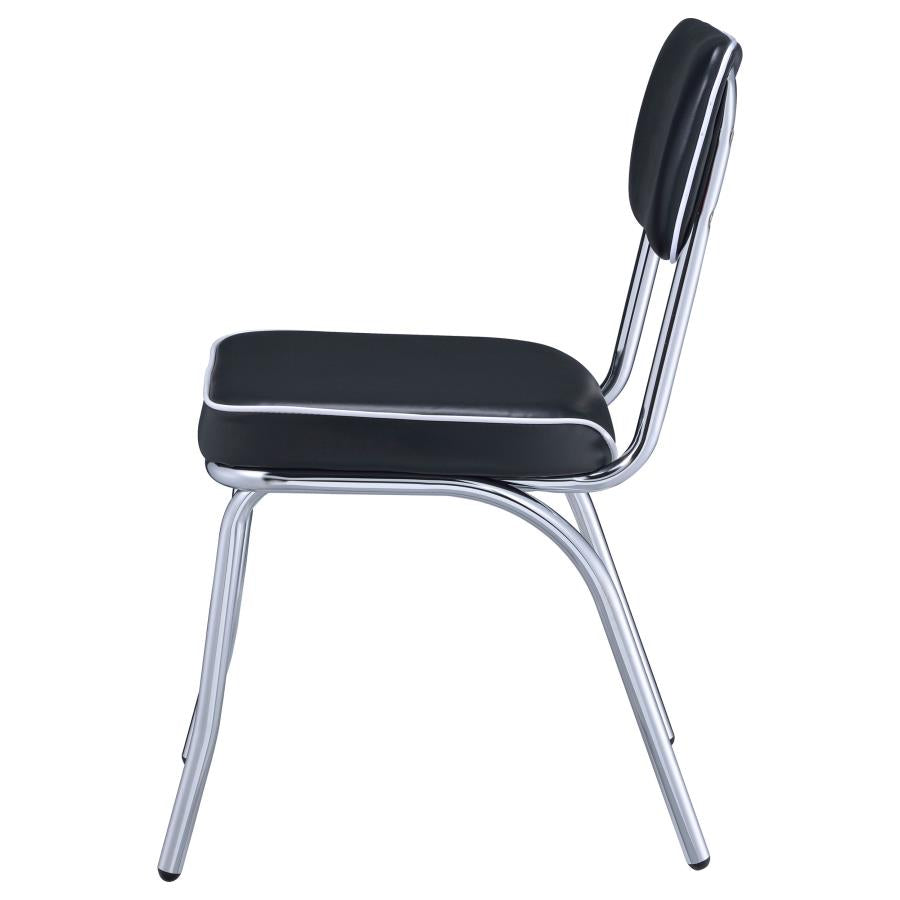 Retro Upholstered Dining Side Chair Black (Set of 2)-6