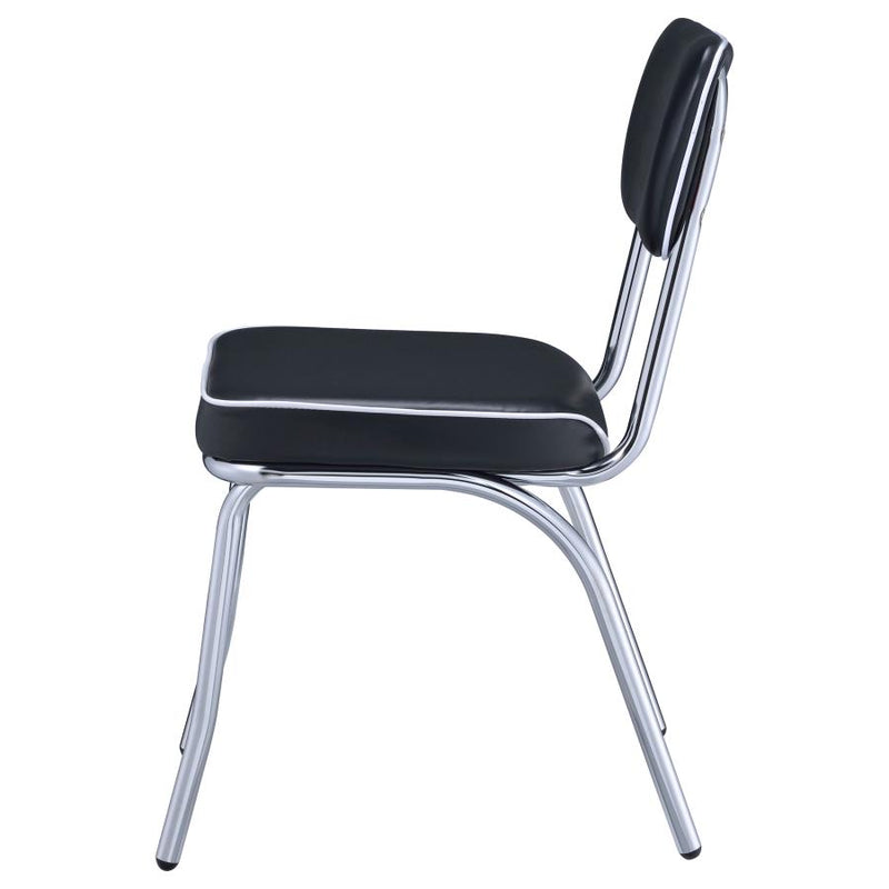 Retro Upholstered Dining Side Chair Black (Set of 2)-zoom-