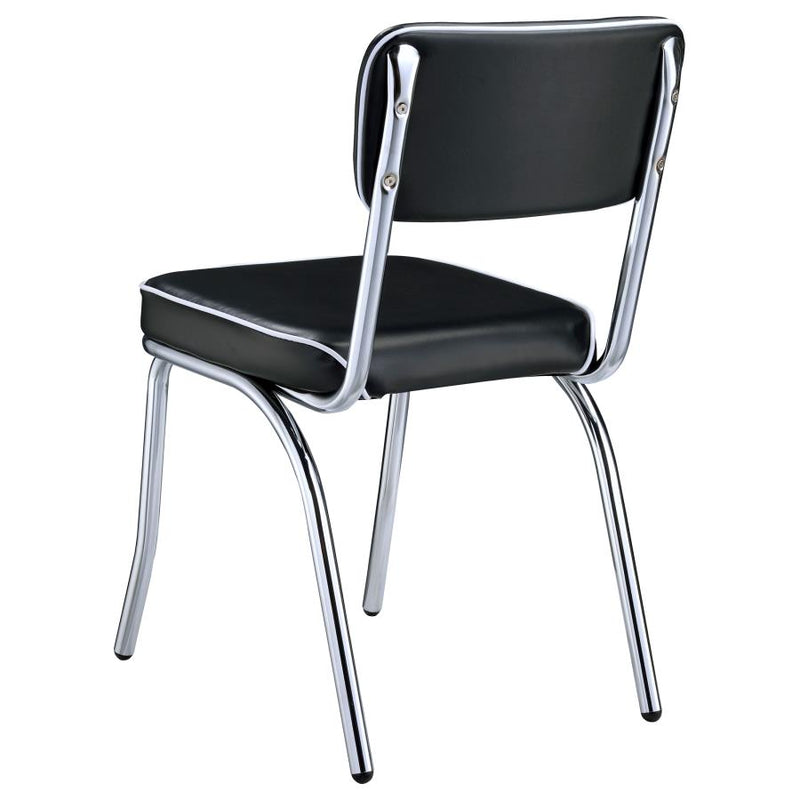 Retro Upholstered Dining Side Chair Black (Set of 2)-zoom-