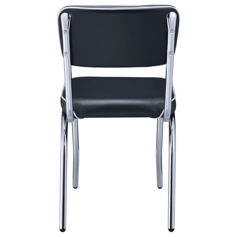 Retro Upholstered Dining Side Chair Black (Set of 2)-zoom-