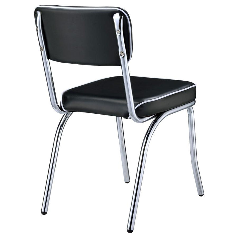 Retro Upholstered Dining Side Chair Black (Set of 2)-zoom-