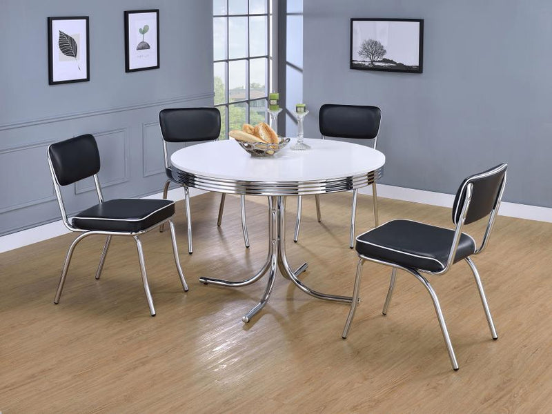 Retro Upholstered Dining Side Chair Black (Set of 2)-zoom-