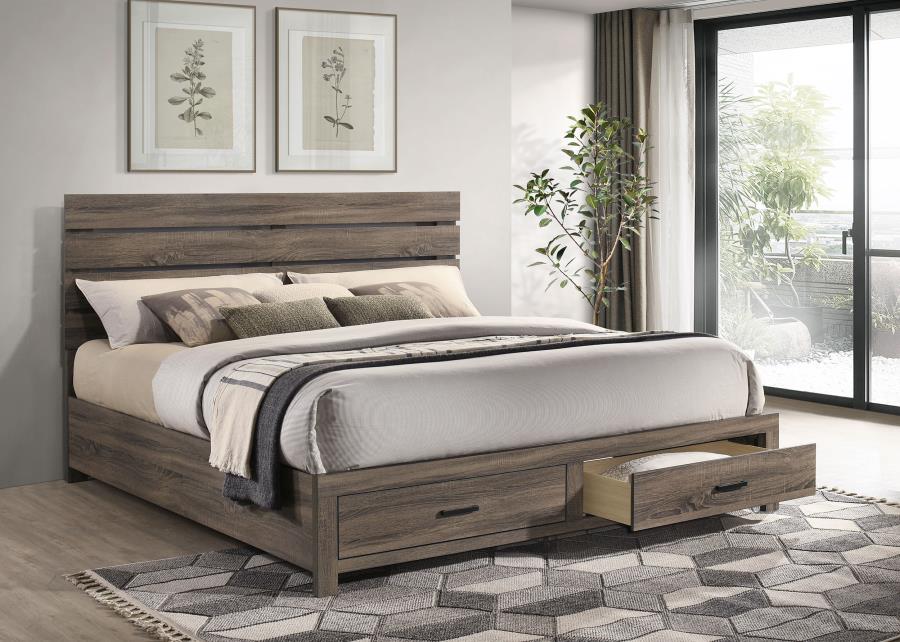 Brantford Wood Eastern King Storage Panel Bed Barrel Oak-zoom-2
