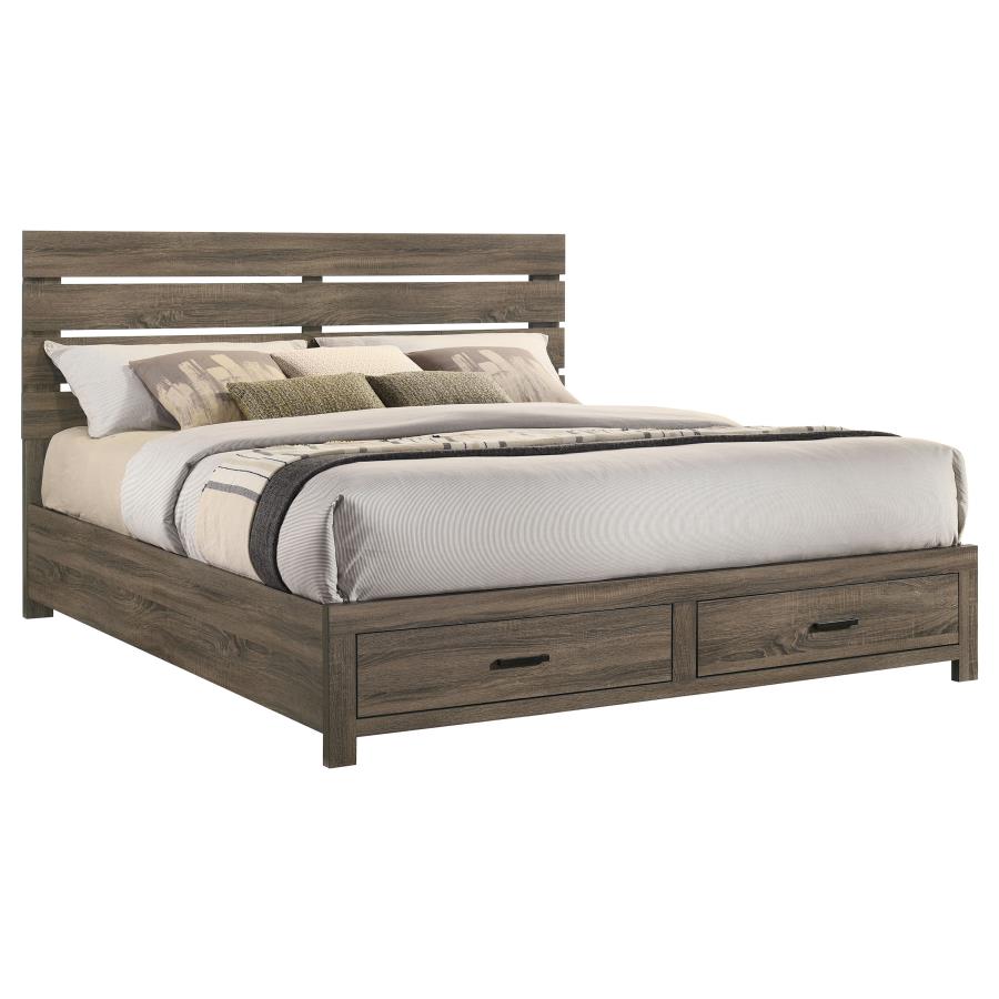 Brantford Wood Eastern King Storage Panel Bed Barrel Oak-4