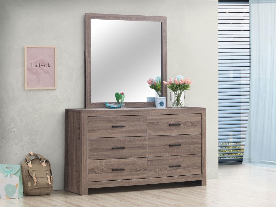 Brantford 6-drawer Dresser with Mirror Barrel Oak-2