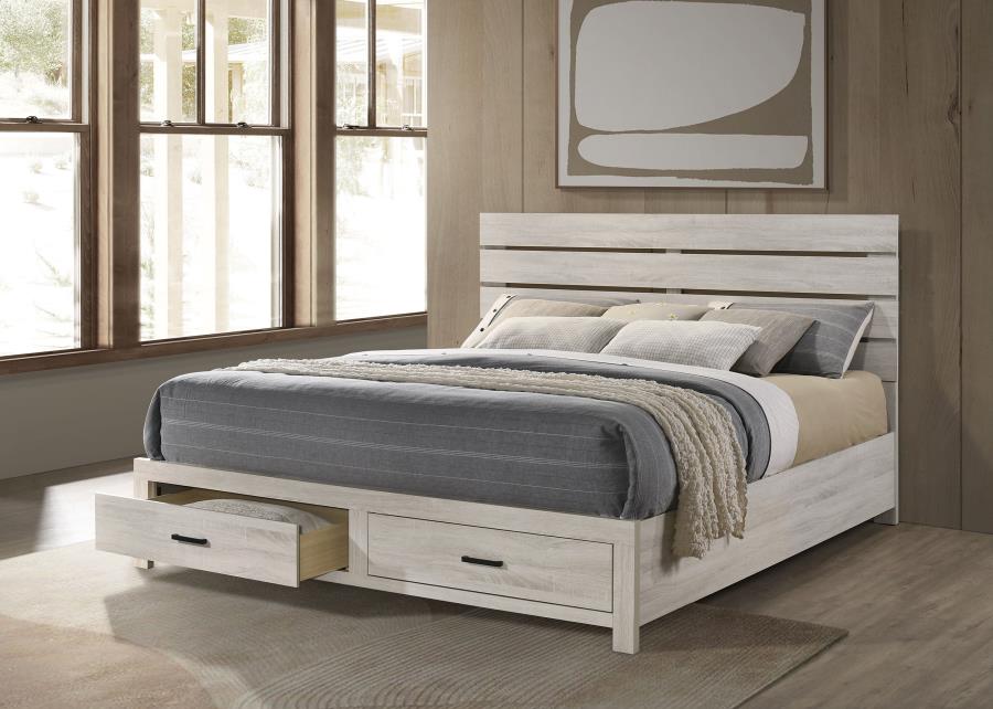 Brantford Wood Eastern King Storage Panel Bed Coastal White-2