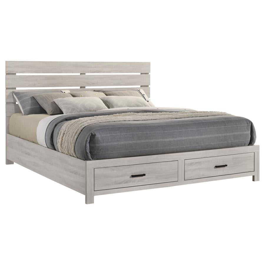 Brantford Wood Eastern King Storage Panel Bed Coastal White-4