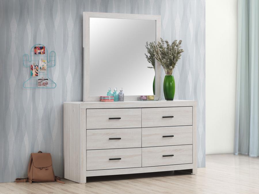 Brantford 6-drawer Dresser with Mirror Coastal White-zoom-2