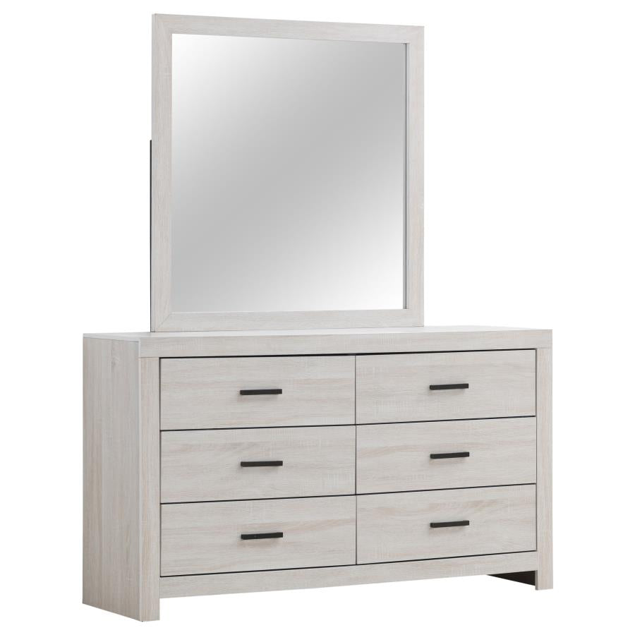 Brantford 6-drawer Dresser with Mirror Coastal White-zoom-1