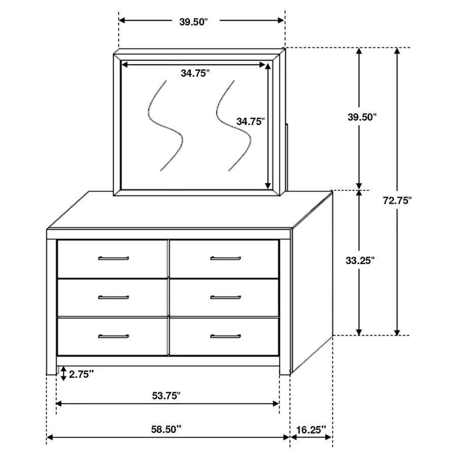 Brantford 6-drawer Dresser with Mirror Coastal White-zoom-12