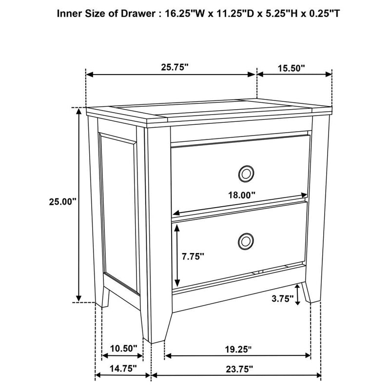 Hazlewood 2-drawer Nightstand Bedside Table Vineyard Oak-zoom-