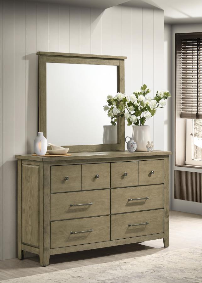 Hazlewood 6-drawer Bedroom Dresser with Mirror Vineyard Oak-zoom-