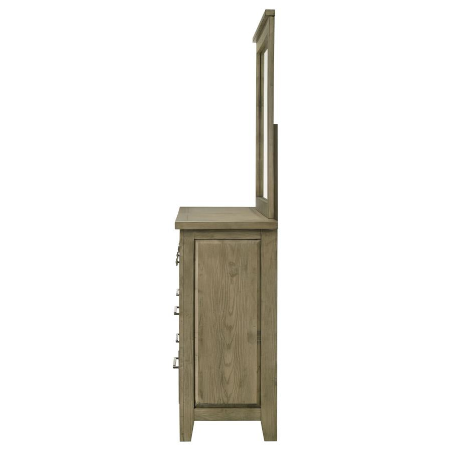 Hazlewood 6-drawer Bedroom Dresser with Mirror Vineyard Oak-zoom-5