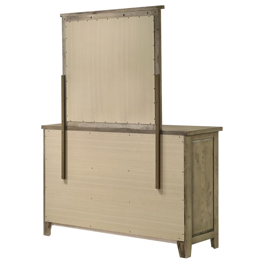 Hazlewood 6-drawer Bedroom Dresser with Mirror Vineyard Oak-zoom-8