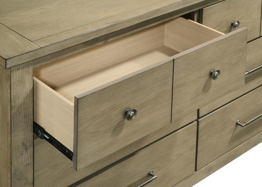 Hazlewood 6-drawer Bedroom Dresser with Mirror Vineyard Oak-zoom-10