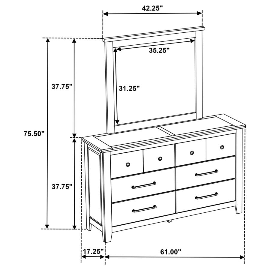 Hazlewood 6-drawer Bedroom Dresser with Mirror Vineyard Oak-zoom-13