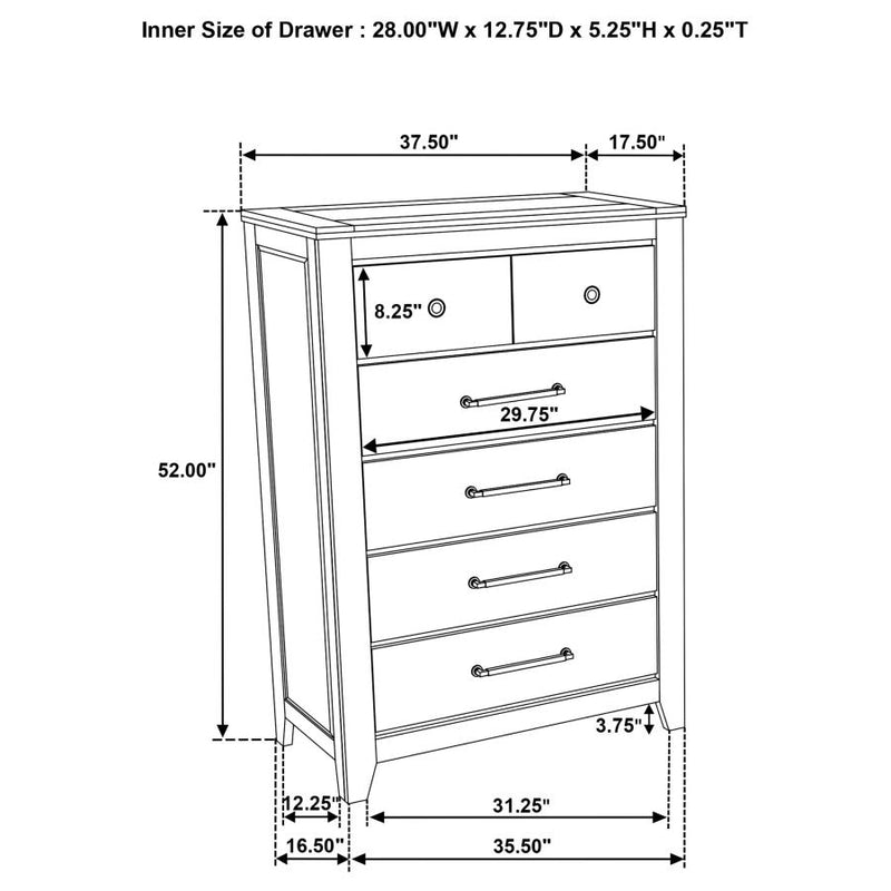 Hazlewood 5-drawer Bedroom Chest of Drawers Vineyard Oak-zoom-