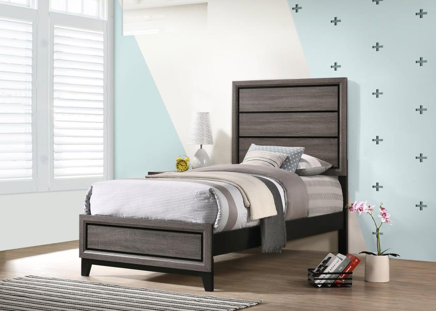 Watson Wood Twin Panel Bed Grey Oak-zoom-2