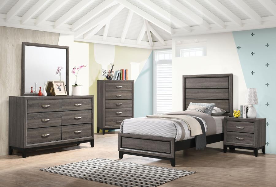 Watson Wood Twin Panel Bed Grey Oak-7