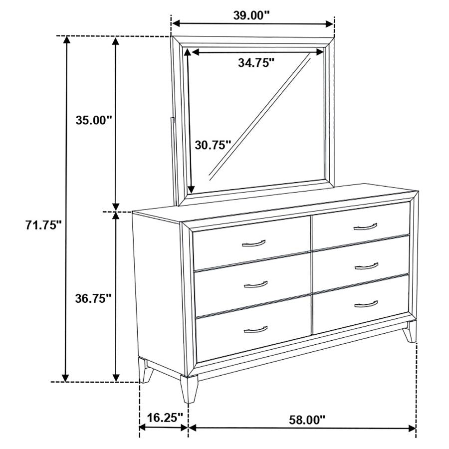 Watson 6-drawer Dresser with Mirror Grey Oak-zoom-12