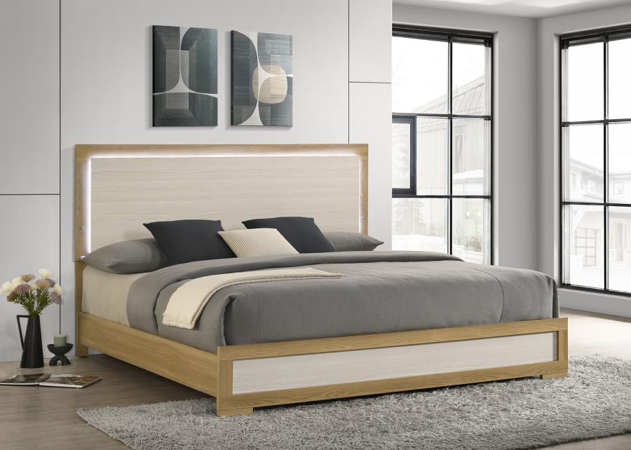Hyland Eastern King Panel Bed LED Headboard Natural-zoom-2