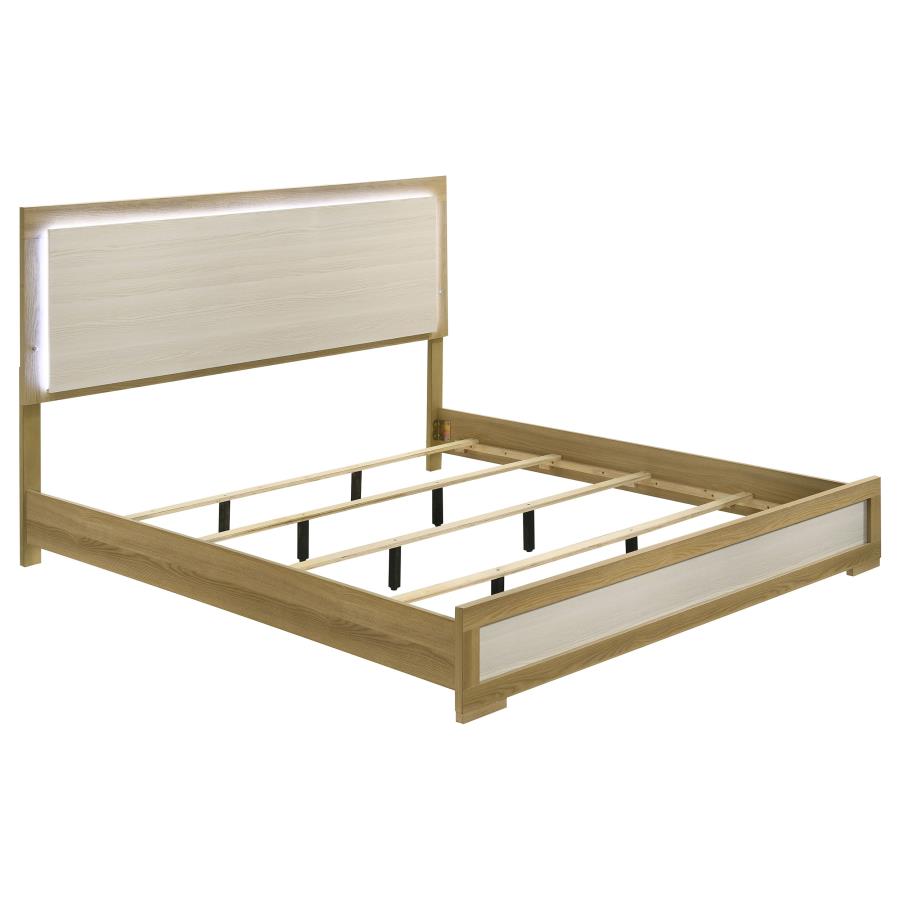 Hyland Eastern King Panel Bed LED Headboard Natural-1