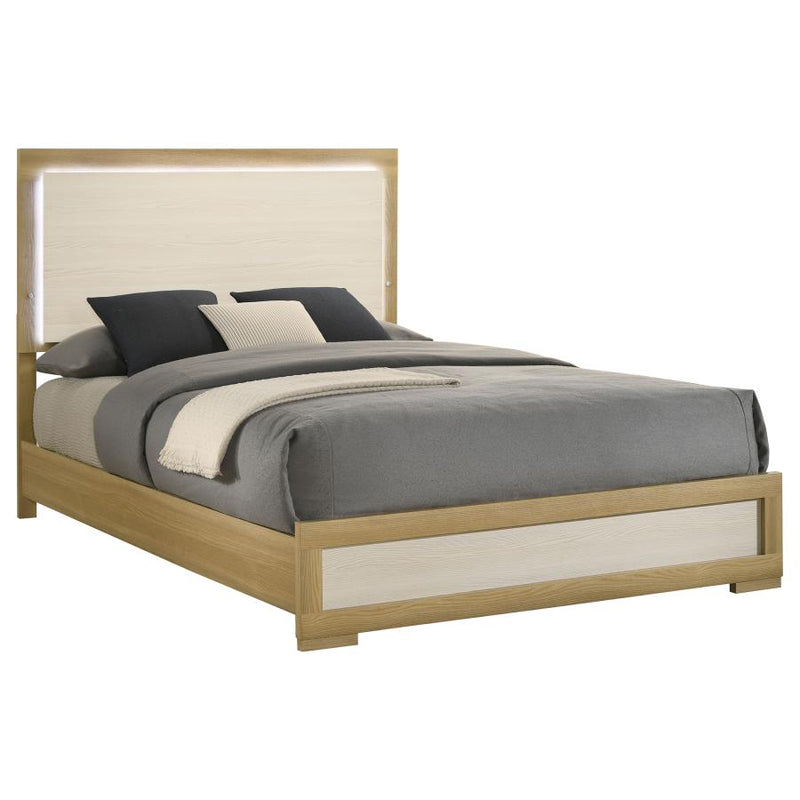 Hyland Wood Queen LED Panel Bed Natural and White-zoom-