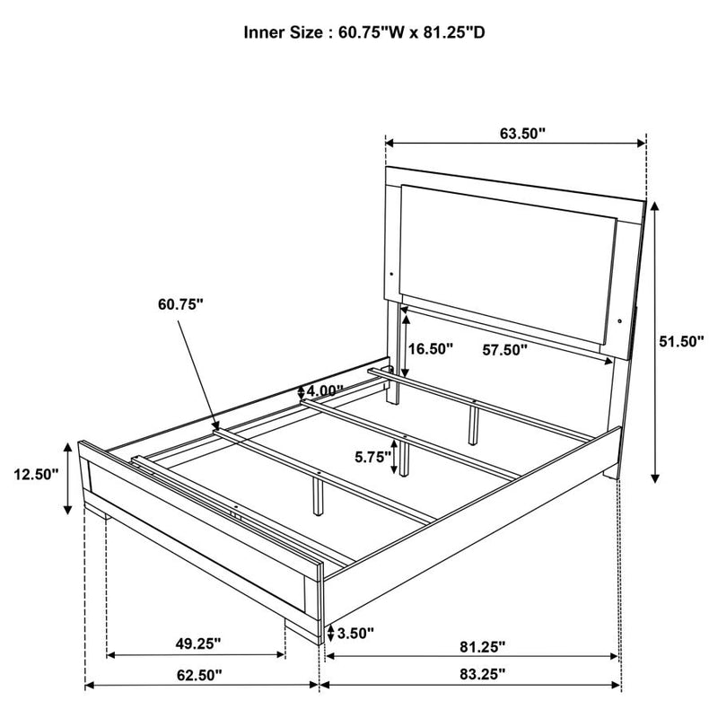 Hyland Wood Queen LED Panel Bed Natural and White-zoom-