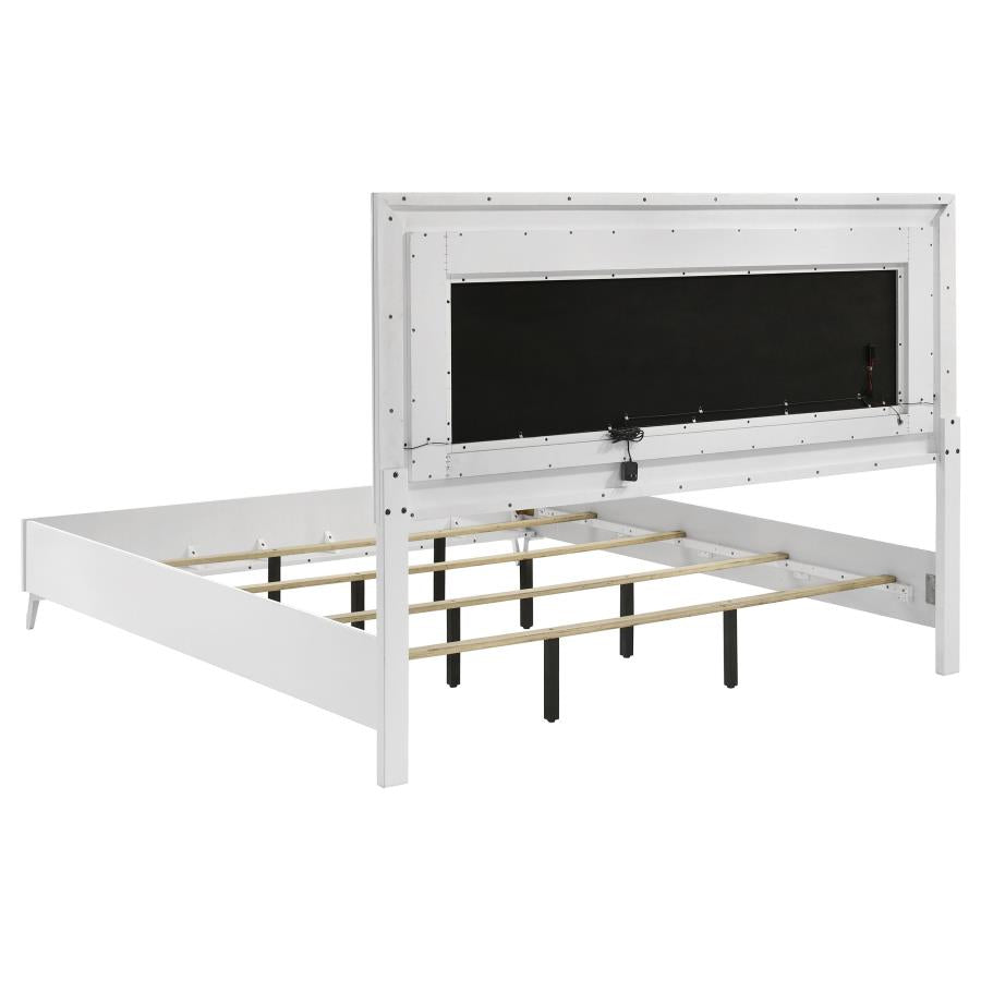 Cassia 4-piece Eastern King LED Bedroom Set White High Gloss-4