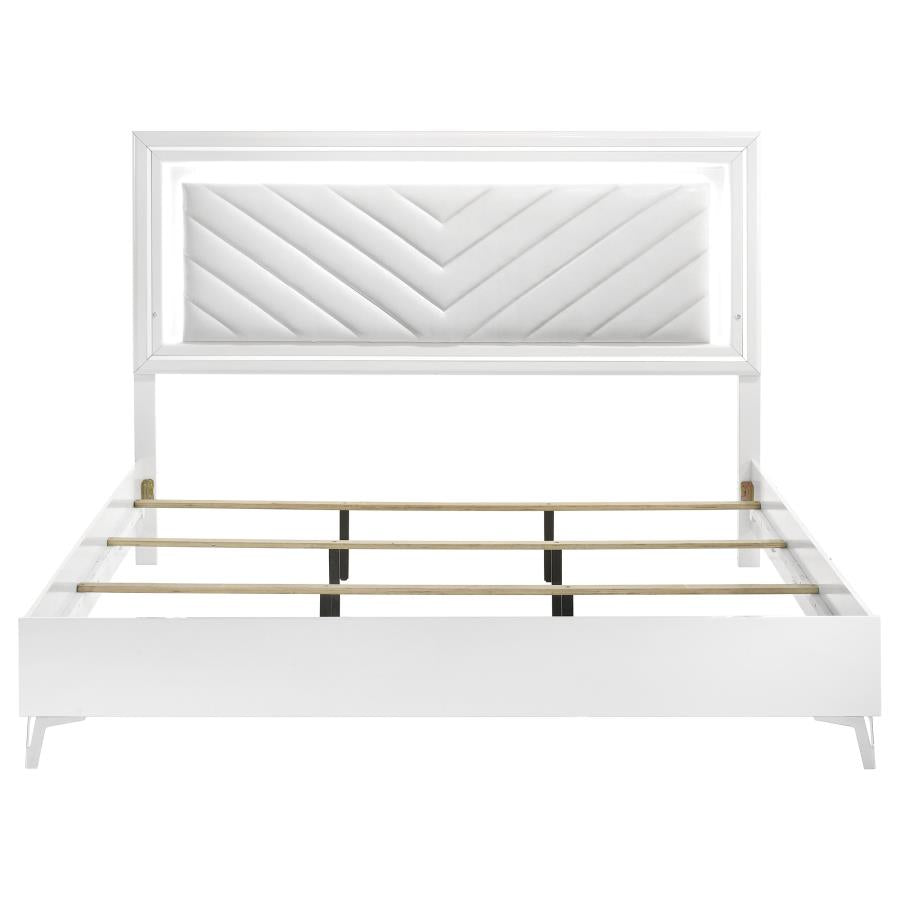Cassia Eastern King LED Panel Bed White High Gloss-zoom-4
