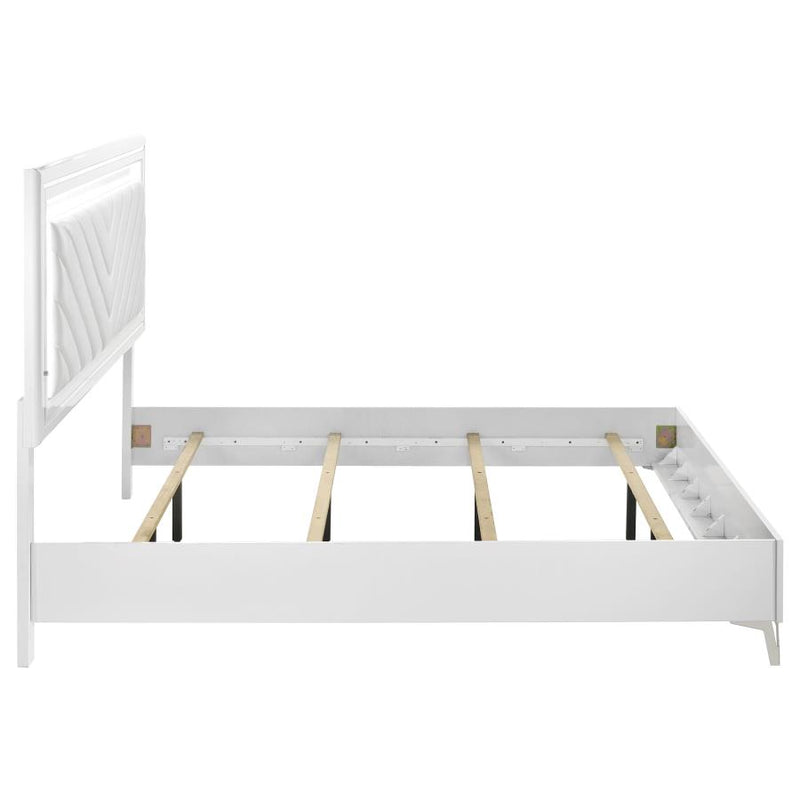 Cassia Eastern King LED Panel Bed White High Gloss-zoom-