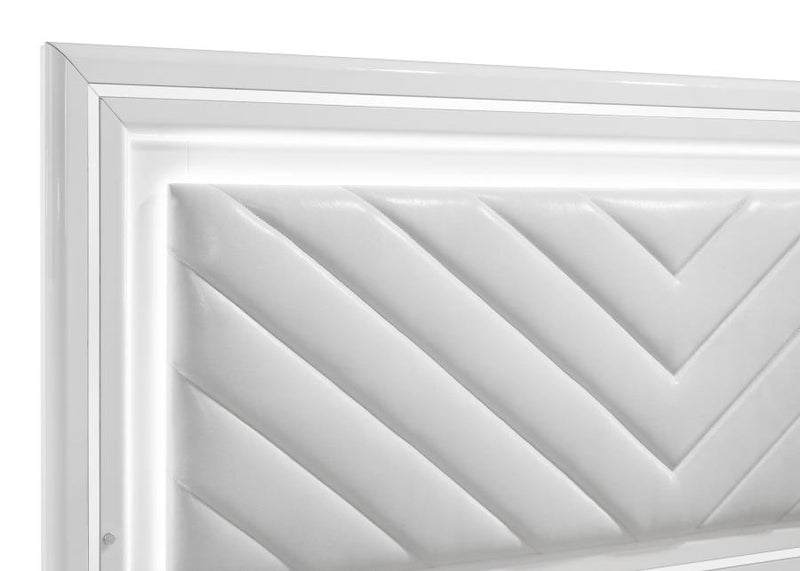 Cassia Eastern King LED Panel Bed White High Gloss-zoom-