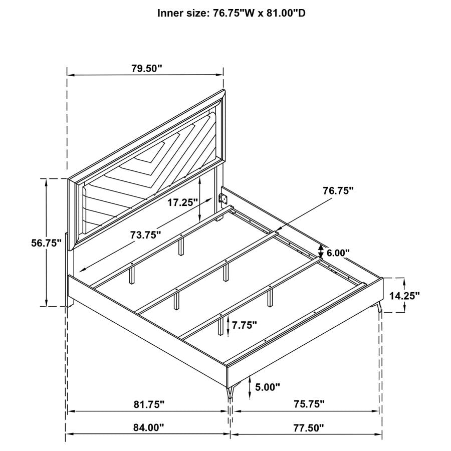 Cassia Eastern King LED Panel Bed White High Gloss-11